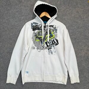 Vintage Fox Racing Hoodie Sweatshirt Mens XL Y2K Embroidered Moto Fleece Rare